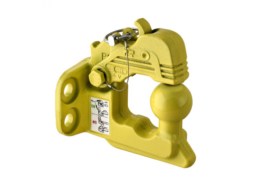 Crochet d'attelage jaune. Entraxe 83X56 - 4 trous Dia.10.5mm